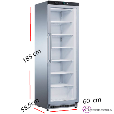 Congelador pequeño con puerta de cristal en inox AE 200 BT INOX
