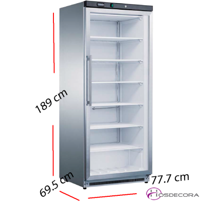Congelador con puerta de cristal en inox AE 600 BT INOX