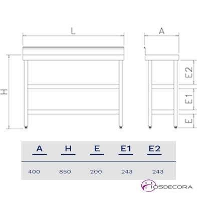 Mesa con 2 Estantes Mural Fondo 40 - 074408