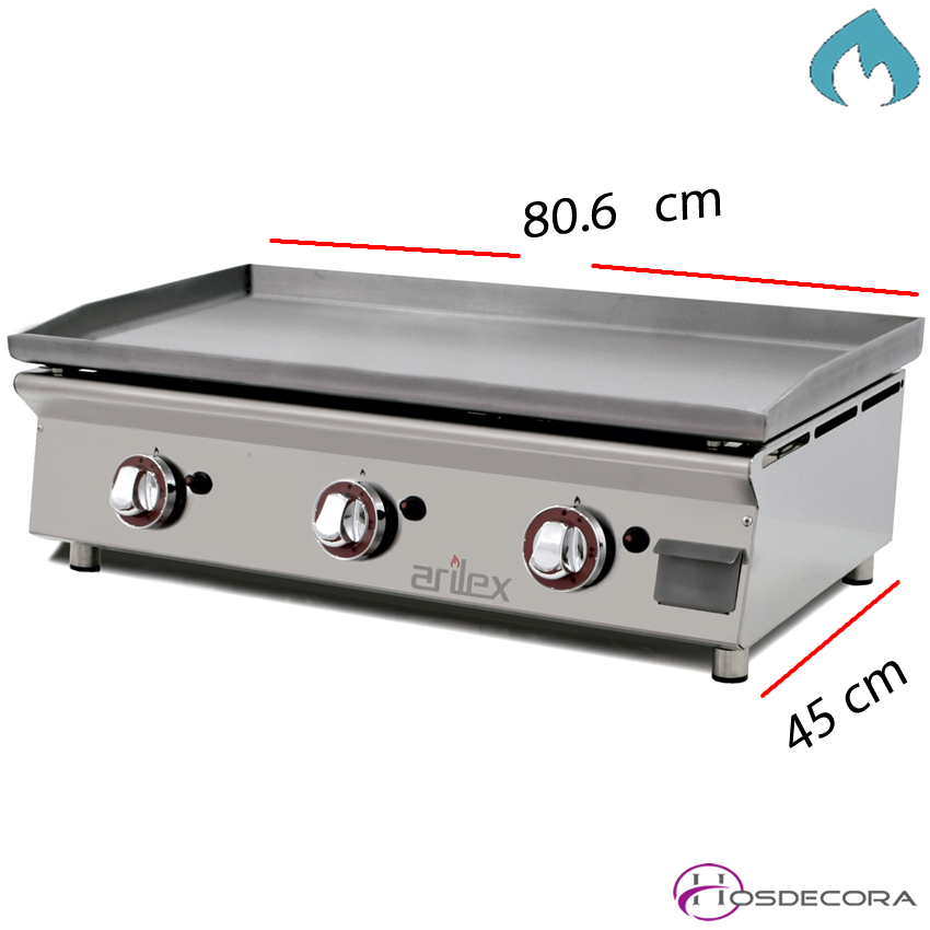 Plancha de asar a gas para cocinas pequeñas. 11-80PGLN