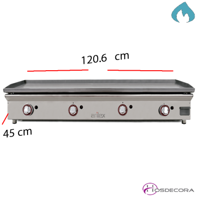 Plancha de cocinas restaurante a gas en acero. 11-120PGLN