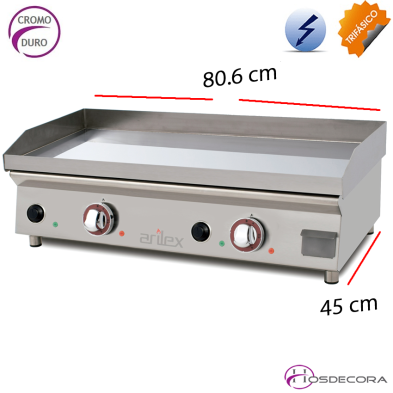 Plancha de cocina eléctrica TRIFÄSICA placa cromo duro. 80PECN
