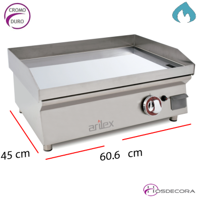 Plancha de asar profesional a gas placa de CROMO DURO 60PGCN