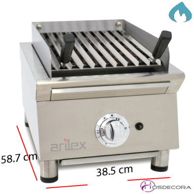 Parrilla Vasca Gas 3 alturas con parrilla acero inox. 40VASN