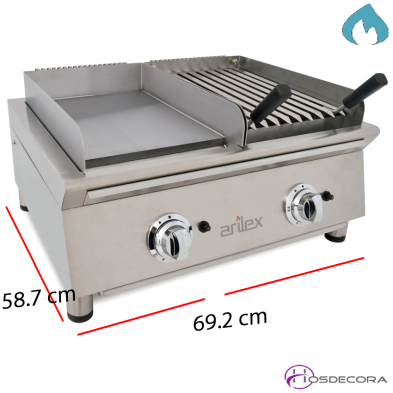 Plancha de placa acero rectificado y Parrilla Vasca. 70FRYGRBN