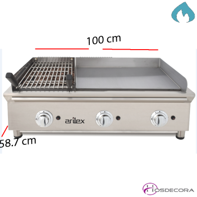 Plancha y Grill a Gas 11 Kw - Rectificada 15 mm. 11-100FRYGR