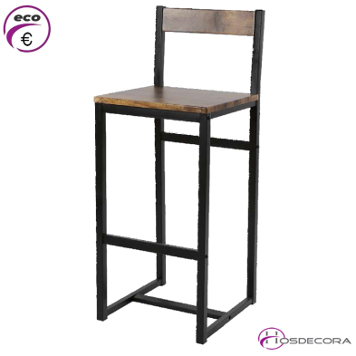 Taburete alto vintage ECO con imitación madera. DAIMUS