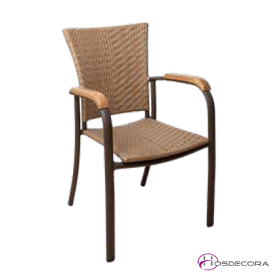 Sillón terraza blanco trenzado con estructura de aluminio Dortmund