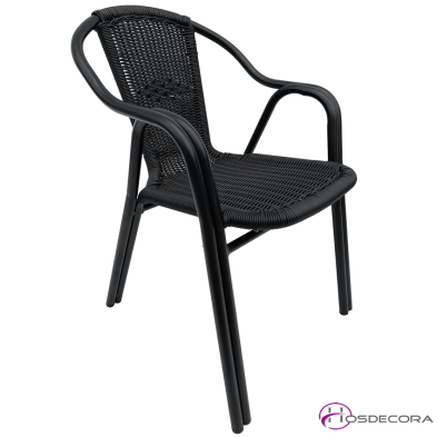 Silla ECO de aluminio negro con rattan - Mijares crema