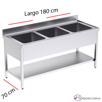 Fregadero Triple Cuba Gran Capacidad con Estante FBG3E718