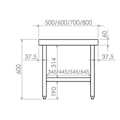 Mesa baja con estante Fondo 80 cm