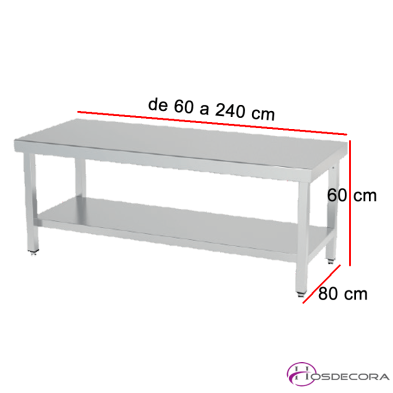 Mesa baja con estante Fondo 80 cm