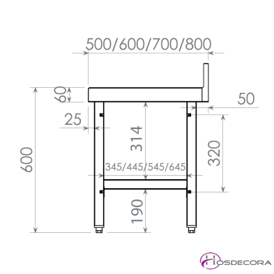 Mesa baja con peto Fondo 80 cm - de 60 a 240 cm IDM8806D