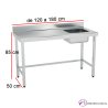 Mesa inox con cubeta y peto Fondo 50 cm 66-IDX5012D+