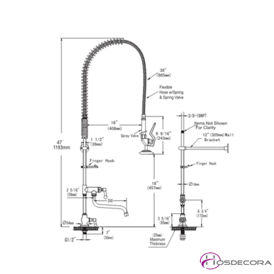 Grifo de ducha un agua con caño 50-GD1CS1