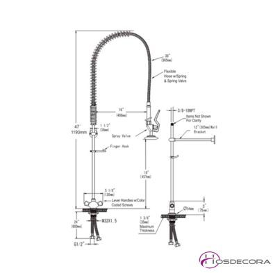 Grifo de ducha dos aguas con doble llave 50-GD2S1