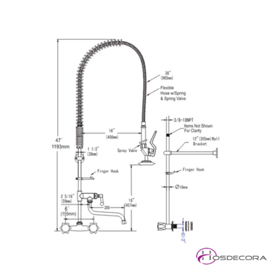 Grifo de ducha dos aguas de pared con caño 50-GDP2CS1