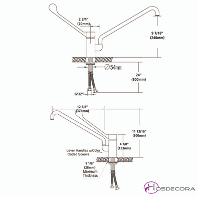 Grifo 2 aguas monomando y Caño giratorio