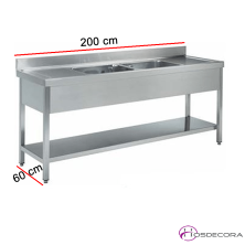 Fregadero doble escurridor ambos lados estante Fondo 60