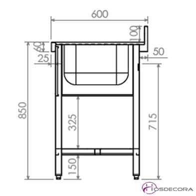 Fregadero de 1 Cuba Soldado Fondo 60 cm 66-IDL08060