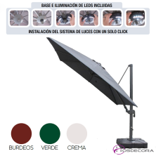 Parasol con luz y base incluidas. DELUXE