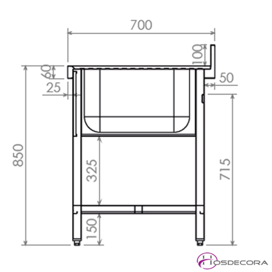 Fregadero de 1 Cuba con Estante Fondo 70 cm 66-IDL08170