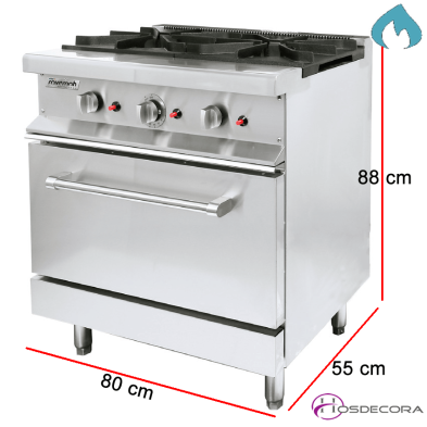 Cocina con horno a Gas 2 Fuegos 26 Kw. Fondo 55 cm 54-CHP-224H