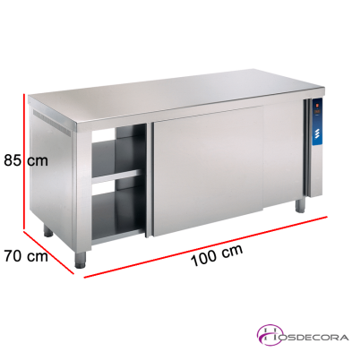 Mesa caliente pasante inox fondo 70 cm