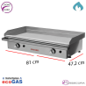 Plancha cocina de gas cromo duro con placa extraible PKR80
