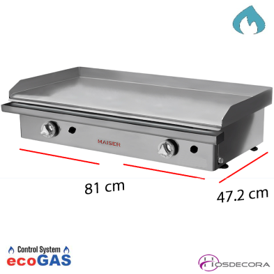 Plancha para cocina a gas con placa 10 mm. espesor EGR80