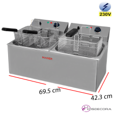 Freidora Eléctrica DOBLE 6 Cestas 10+10-12+12 L 9Kw. 39-F12/106X2