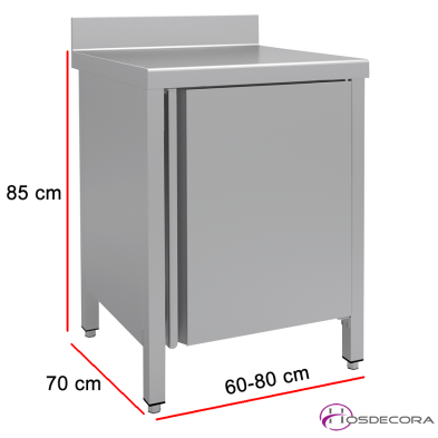 Mesa mural inox con puerta fondo 70 cm