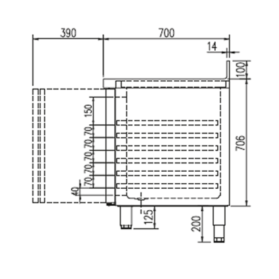 Mesa Fria GN1/1 - 3 Puertas Fondo 70 cm. 14-MRG-180