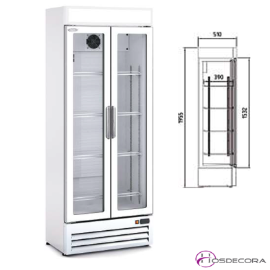 Nevera Exposicion 1Puerta Cristal 215W. 385L. Display 14-EVRV-750-C