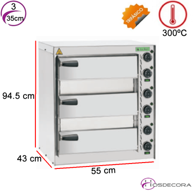 Horno de pizza triple Ø 35 cm 5.2kw 84-PO-3.03-PI-LB