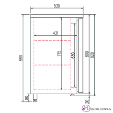 Mesa Fria Puerta Cristal Bajo Barra Fondo 53 cm DSBIE-250