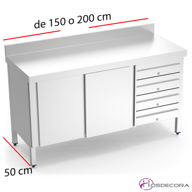 Mesa mural con puertas correderas y 4 cajones 074474