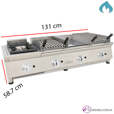 Mueble con fogón, plancha y barbacoa gas 23.2 kw 11-4MB+