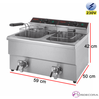 Freidora eléctrica doble 8+8L con grifo 6.5kw 19-P15003