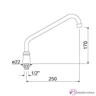 Caño fijo de 25 cm para fregadero industrial 547907