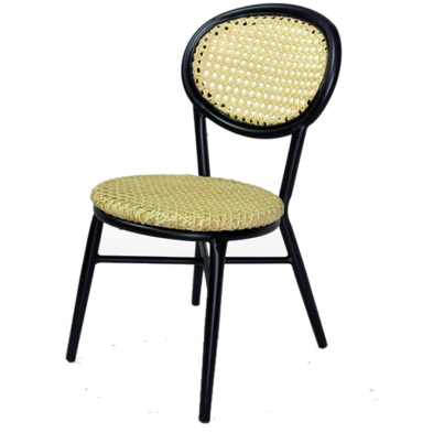 Silla Apilable de Bar en Aluminio y Rattan -29 REI