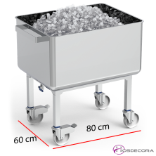 Carro contenedor inox con fondo elevable y desagüe 06-076026