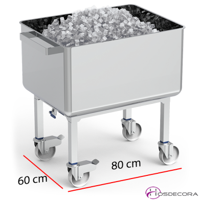 Carro contenedor inox con fondo elevable y desagüe 06-076026