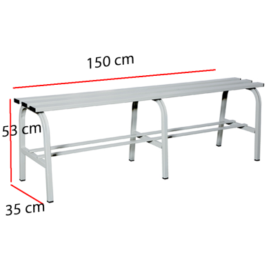 Banco de vestuarios en acero pintado gris 96-BANC-H-1500