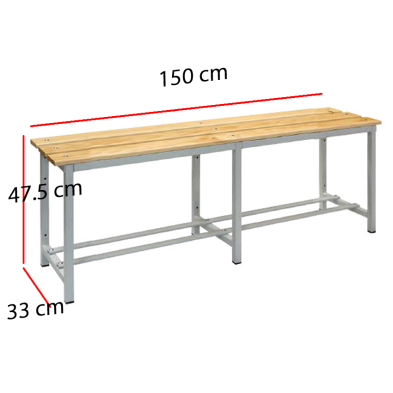 Banco Vestuarios 150 cm Asiento Pino Barnizado 96-BANC-1-1500