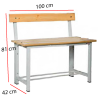 Banco con Respaldo de Vestuarios 100 cm Pino 96-BANC-3-1000