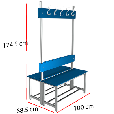 Banco con 10 Perchas para Vestuarios- 96-BANC-2-