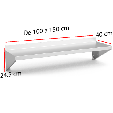 Repisa Inox Fondo 40 cm. de 100 a 150 cm. 06-011408+