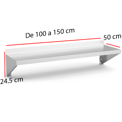 Repisa Mural en Inox Fondo 50cm. De 100 a 150cm. 06-011414+