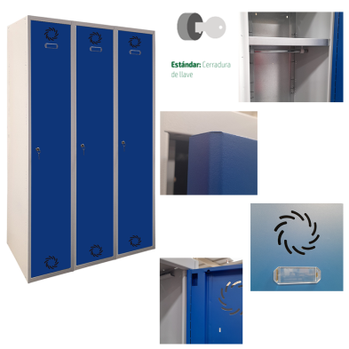 Taquilla de 3 Puertas fabricada en acero laminado 96-ECOV-30/3 PRO